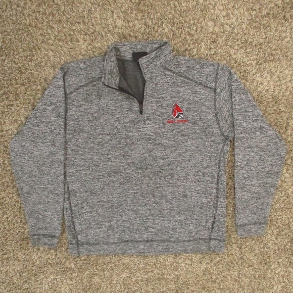 Ball State Sweatshirt Men's Large Gray Red 1/4 Zip Fleece Embroidered Pullover - Picture 1 of 7